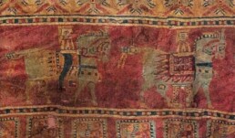 The Pazyryk Rug horsemen border from the world's oldes rug from 5th - 3rd century BC